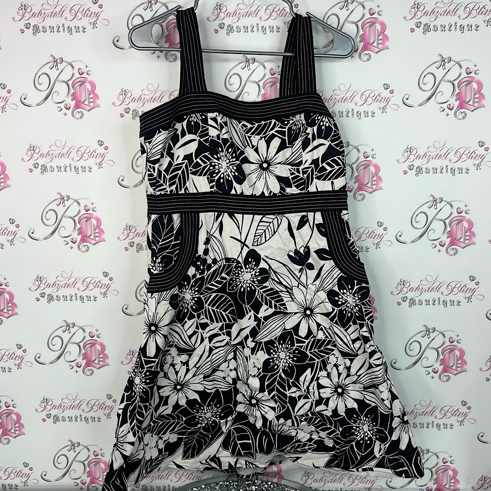 Spense dress flowers floral pop art block art Black and White Striped Dress